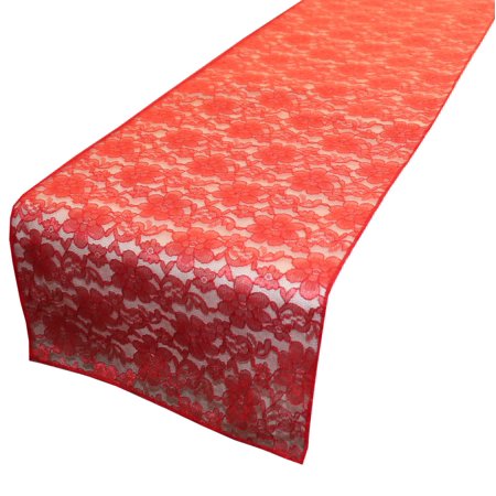 

Light Weight Floral Sheer Lace Table Runner / Wedding Table Top Décor (Pack of 8) Red