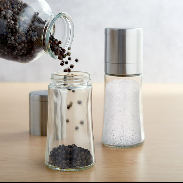 HexClad HexMill Salt Grinder - Fast, Heavy-Duty Salt Mill with Unique Burr Grinder, Ten Grind Settings, Button-Enabled with Quick-Release Cap