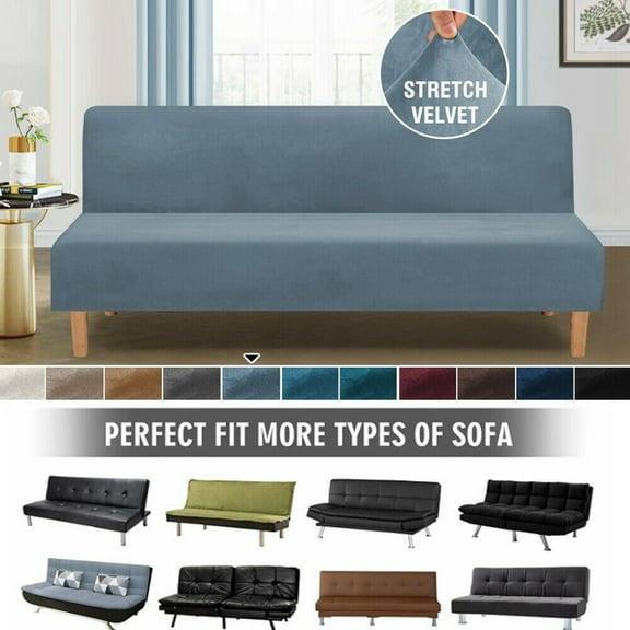 Stretch Futon Couch Cover Thick Velvet Sofa Slipcover Furniture Protector