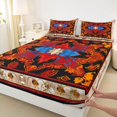 thumbnail image 4 of Erosebridal Hippie Mandala Full Size Sheets, Bohemian Floral Bed Sheets, Red Black, 4pcs 1 Flat Sheet, 1 Fitted Sheet and 2 Pillowcases, 4 of 5