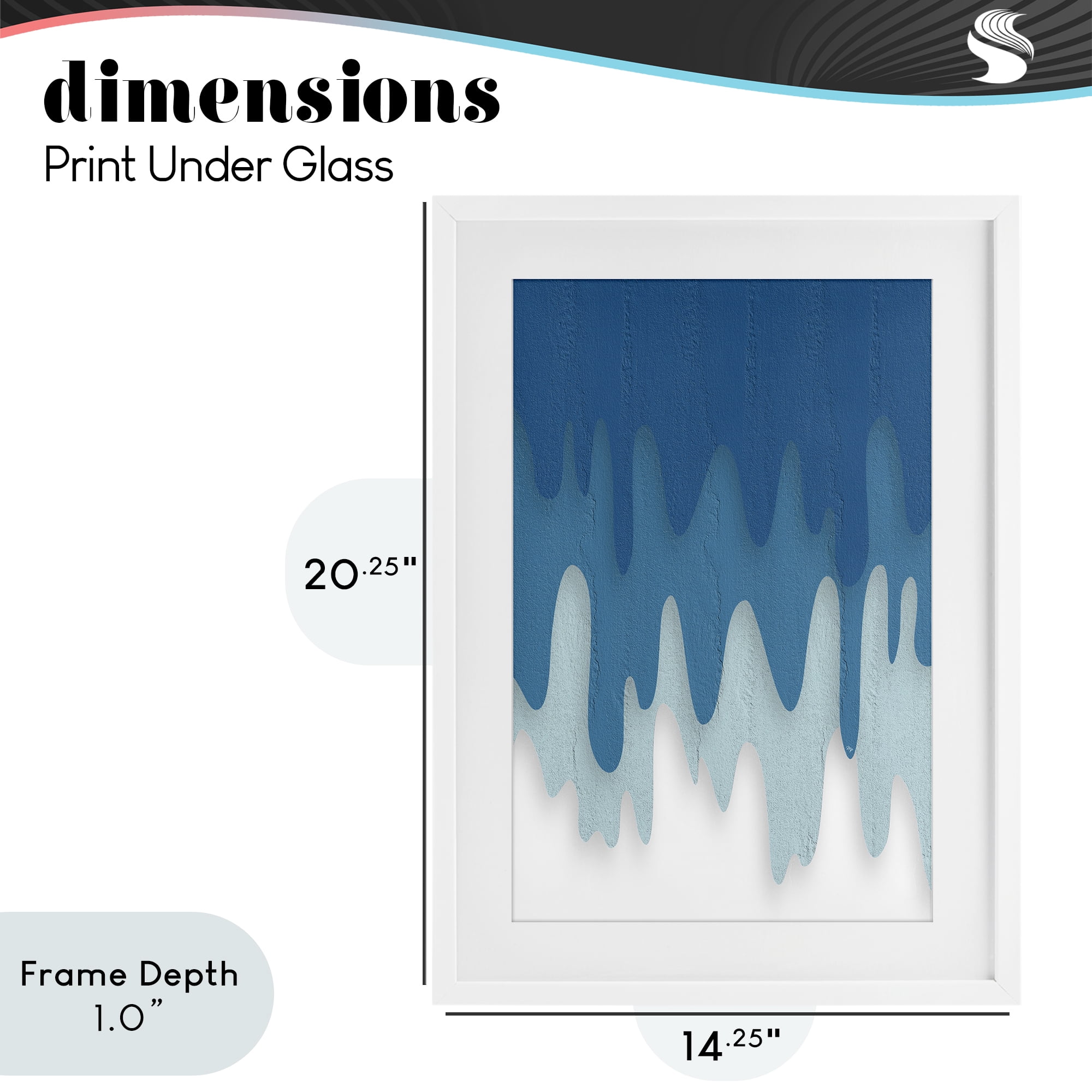 Stupell Industries Water Wave Fluid Contour White Framed Print Under Glass, design by Martina Pavlova