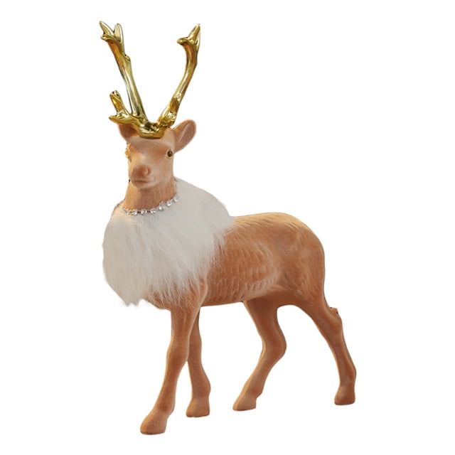 Festive Reindeer Sculpture Desktop Ornament Durable Detailed Classic for Holiday Home Tabletop Celebration Decoration