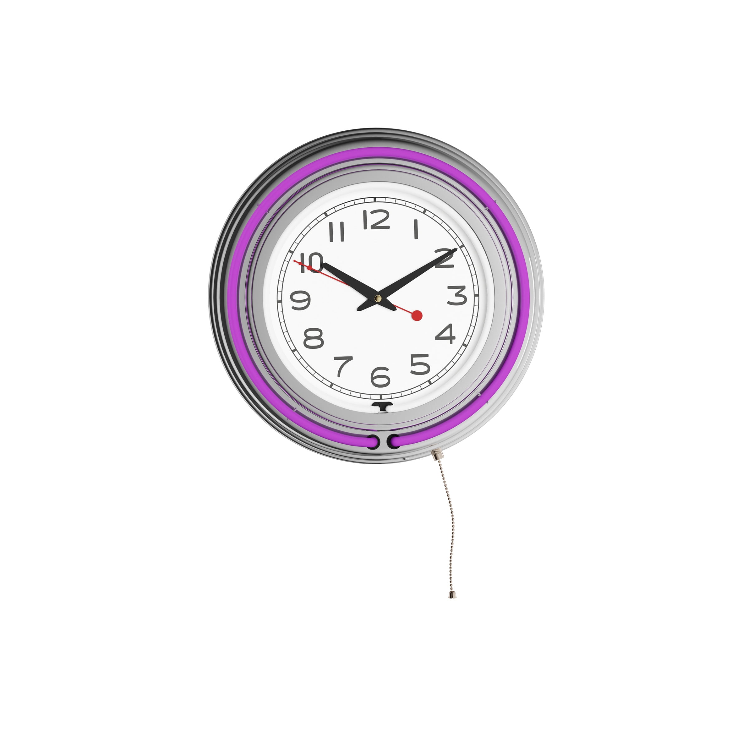14" Retro Neon Wall Clock, Double Light Ring Vintage Style Clock by Lavish Home