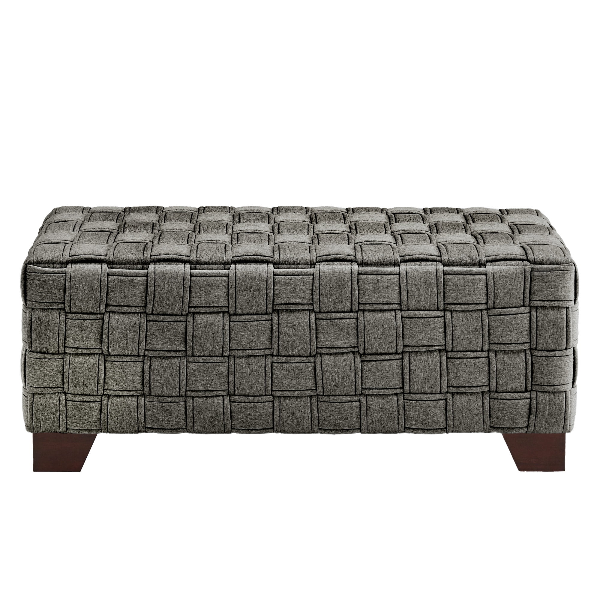 Weston Home Alle Walnut Finish Woven Fabric Bench, Dark Gray
