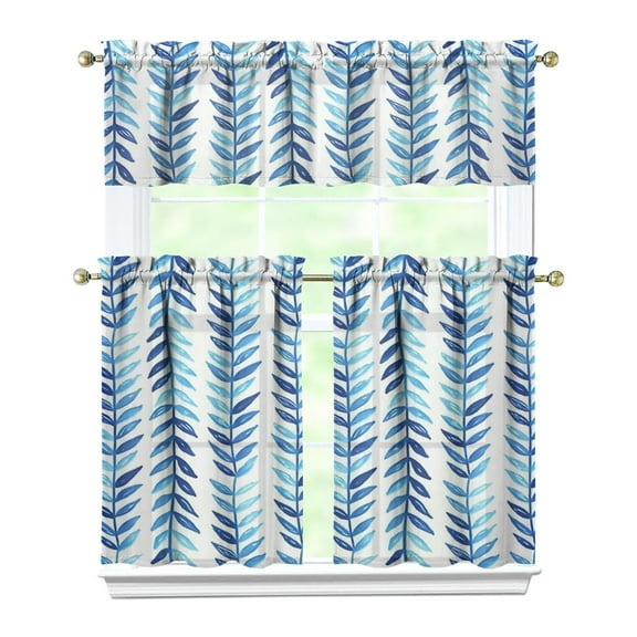 Flower Kitchen Curtain Valance 3 Piece Set Short Curtain Sink Window Decor 36 Inch Small Window Treatment Tier 27.5x36 Length