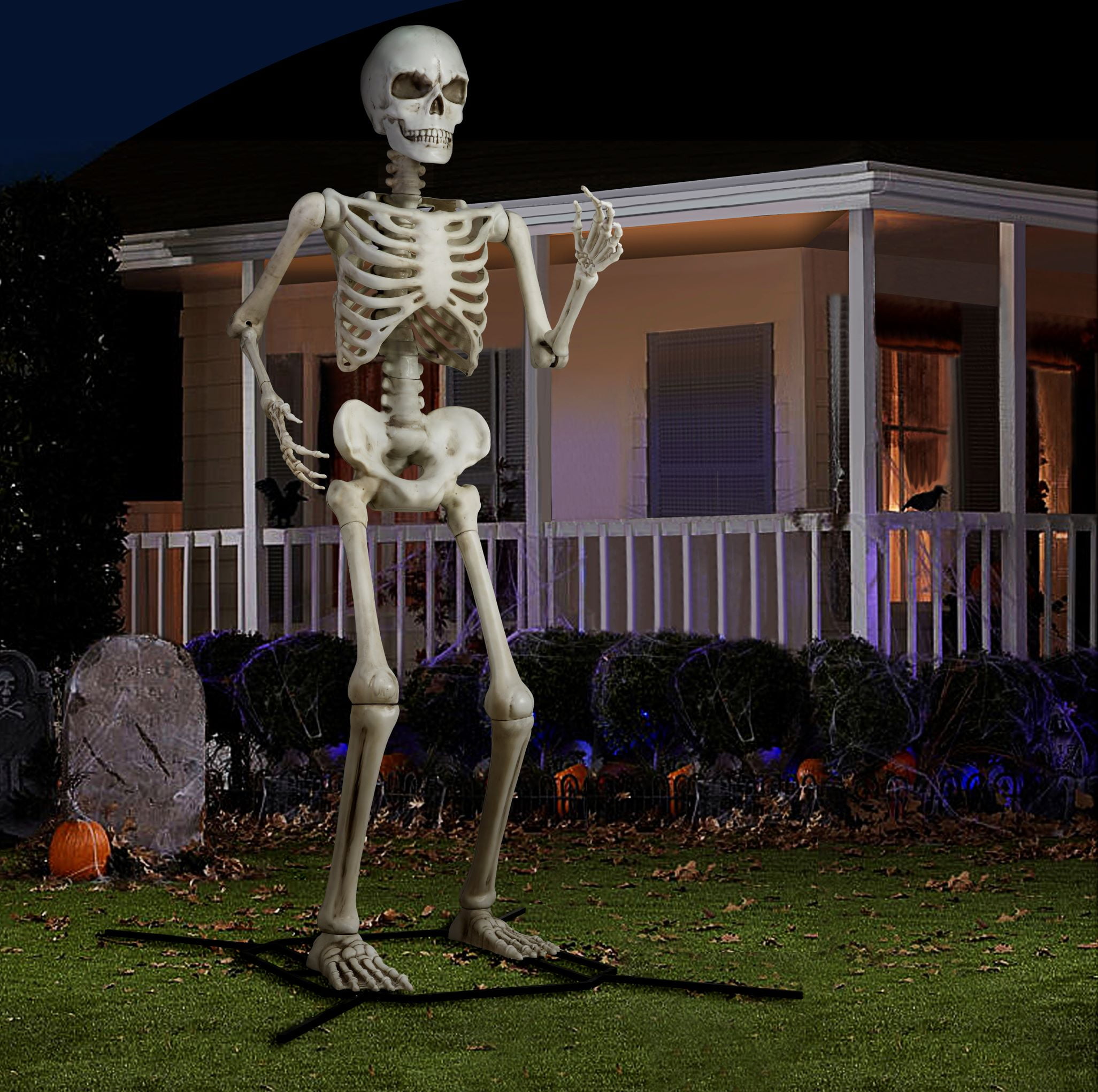Way To Celebrate 10ft Giant Poseable Skeleton, Outdoor Halloween ...