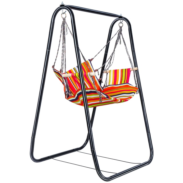 Hicess Chaise Hamac avec Support, Chaise Balançoire avec Support, Hamac Robuste avec Support Inclus, Support de Balançoire pour Patio Intérieur Extérieur Cour, Capacité de Charge 440 Lb