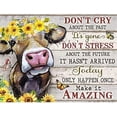 thumbnail image 2 of Cutest Cow Canvas Prints Country Wall Art Painitng Cow with Sunfulower Healing Pictures Rustic Farmhouse Wall Decor Motivational Home Decorations Quotes Artwork Framed Ready to Hang 12"x16", 2 of 4