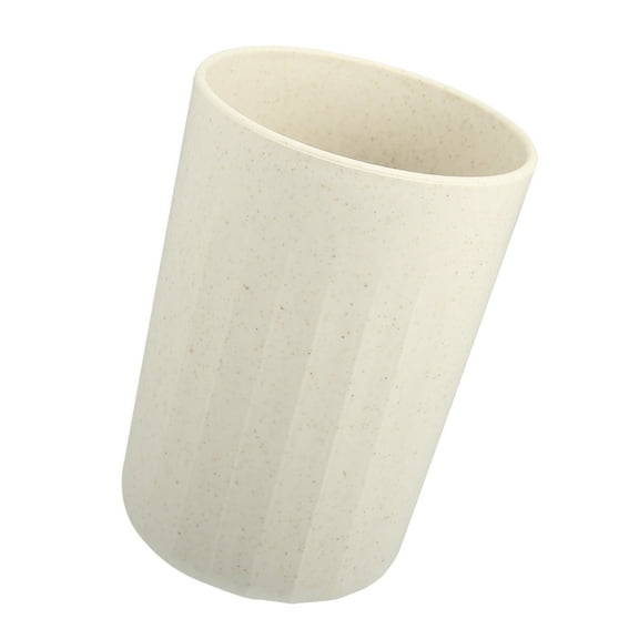 1 Pc Bathroom Tumbler with Smooth Lines Wheat Straw Cup for Bathroom Beige 4.09''x2.80''