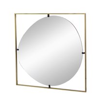 DUOSONG 32X1X32" Poppy Mirror With Gold Metal Frame Contemporary Design For Bathroom, Entryway Wall Decor Golden Black Iron Household Supplies & Décor Mirrors Bathroom Mirrors