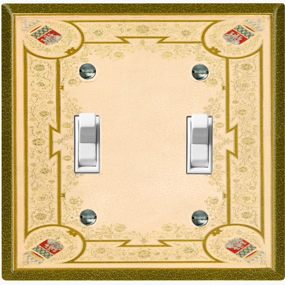 Metal Light Switch Plate Cover Victorian Royal Floral Frame Green Yellow FRA063