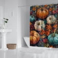 thumbnail image 2 of Fall Pumpkin Oil Painting Pattern Shower Curtains,Reusable Bathtub Curtains with Hooks Retro Polyester Fabric Curtains for Halloween Thansgiving Christmas Hotel Dorm, 2 of 5