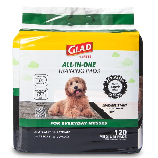 Puppy Pads Glad for Pets, color negro, 17,5 x 23,5 cm, 120 unidades