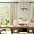 thumbnail image 4 of LNC 6-Light Bronze French Country Wood Chandelier Lighting Fixtures for Dining Room, Off-White, 4 of 12