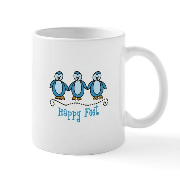 CafePress - HAPPY FEET Mugs - 11 oz Ceramic Mug - Novelty Coffee Tea Cup