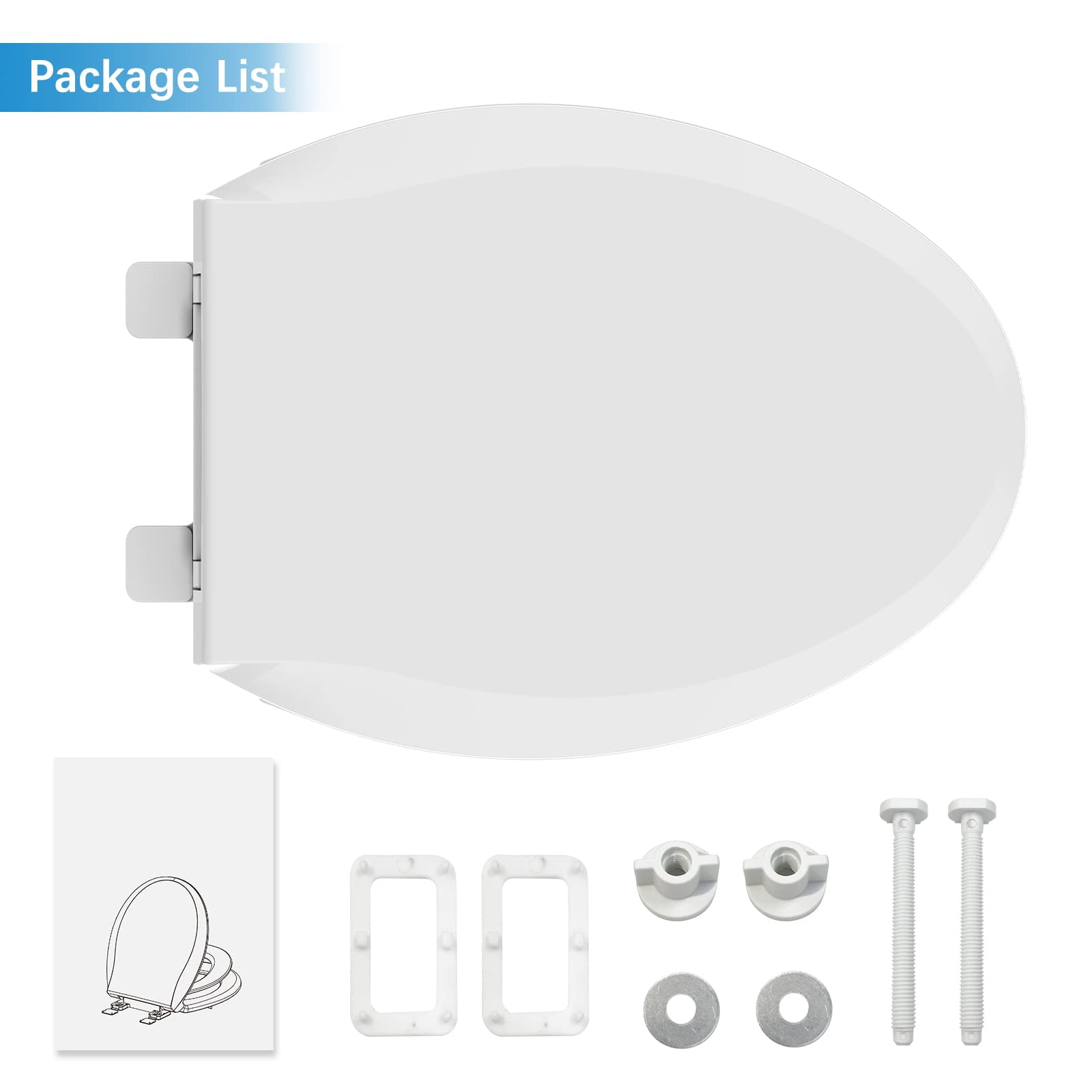 19" Elongated Toilet Seat with Built-In Potty Training Seat - Soft Quiet-Close Lid & Non-Slip Design, Magnetic Kids Training Seat for Easy Install & Clean, White
