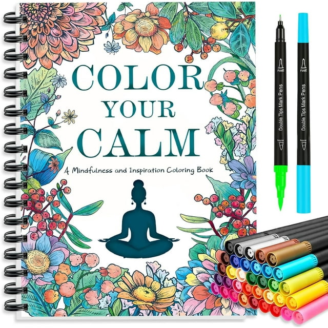 Libro para colorear Jekohor con 36 rotuladores de doble punta para mujer