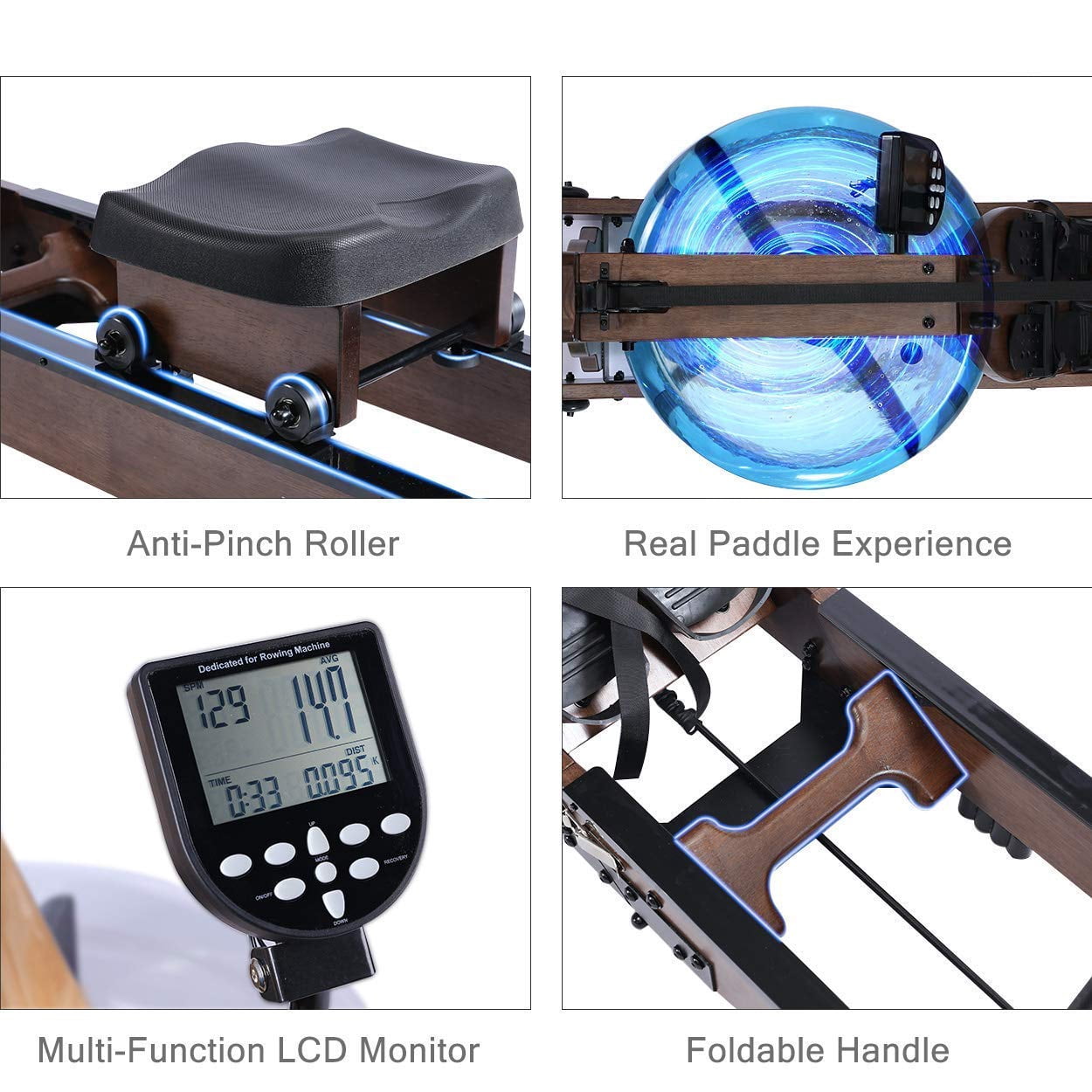 TRUNK Foldable Solid Wood Water Rowing Machine