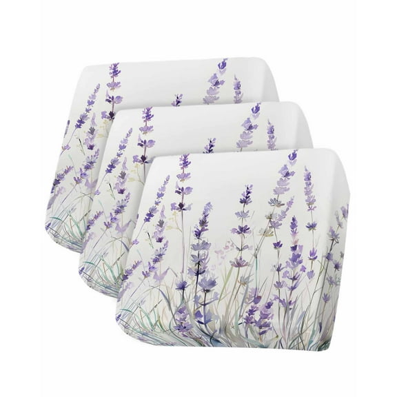 Purple Spring Floral Sofa Couch Cushion Covers Washable, Removable Stretchable Sectional Couch Covers, Summer Flowers Botanical Slipcovers for L & T Shape Sofa Furniture Protector S Size 3 pcs