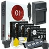 4x DOT-01 Brand 1500 mAh Replacement Panasonic DMW-BCF10 Batteries and Charger for Panasonic DMC-FX48 Digital Camera and Panasonic BCF10 Accessory Bundle