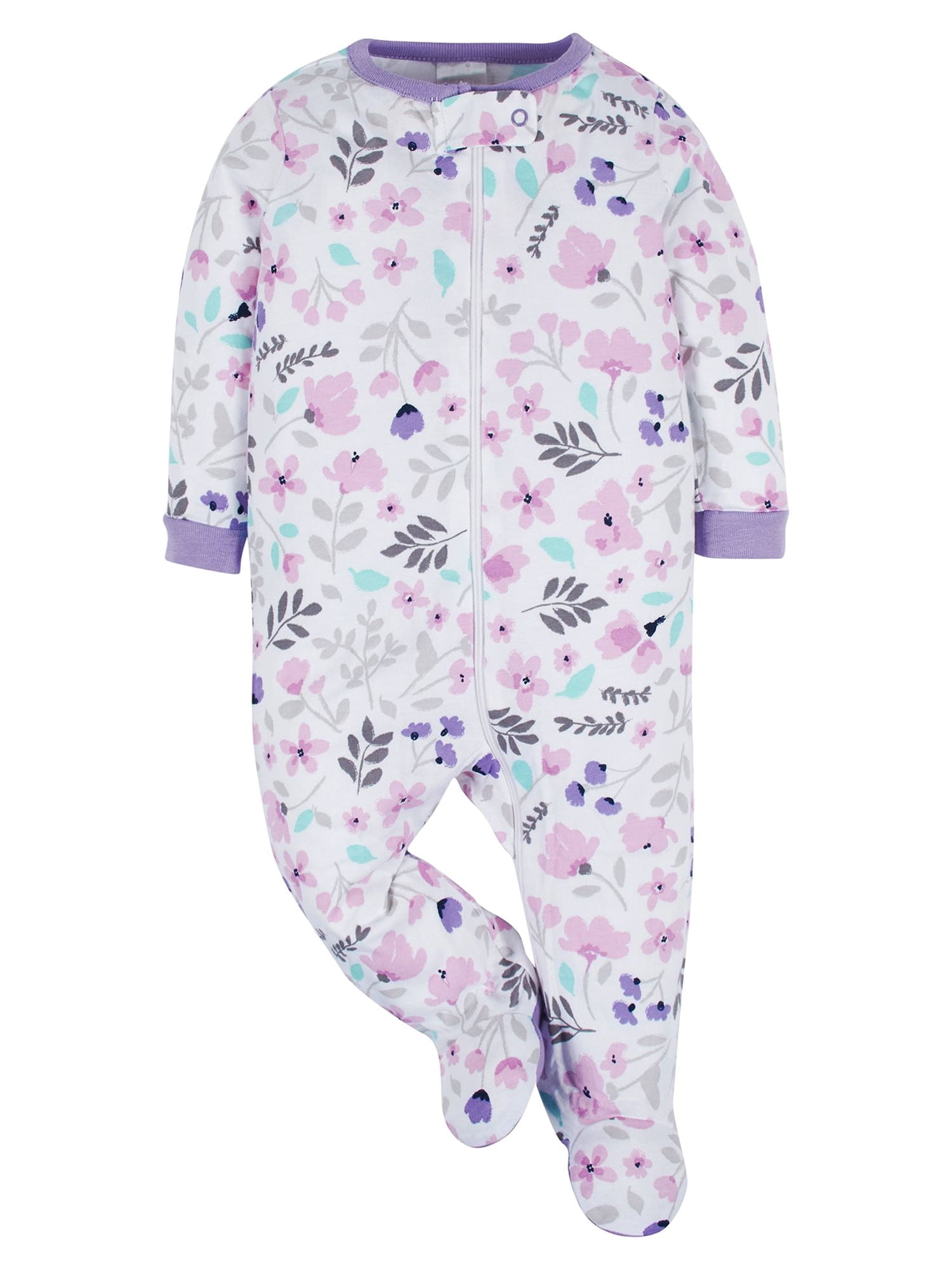 Onesies Brand Baby Girl Sleep 'n Play Footed Pajamas, 4-Pack, Sizes Newborn-6/9 Months