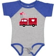 thumbnail image 3 of Inktastic Valentine's Day Red Firetruck with Pink Hearts Boys or Girls Baby Bodysuit, 3 of 5