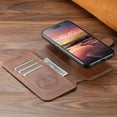 thumbnail image 6 of for iPhone 15 2-in-1 PU Leather Case, Detachable Wallet Case with Card Holder Stand, Removable Folio Protective Cover, Support Magnetic Car Mount, Magnetic Clasp, Shockproof Cover, Brown, 6 of 11