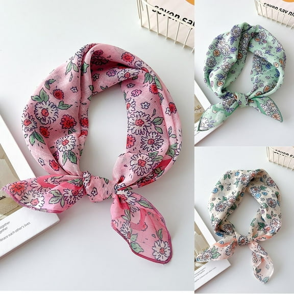 Lovzfmll Hair Neck Scarf Bandanas for Women, Cute Soft Cotton Linen Floral Head Wrap, Protective Coverage Headband