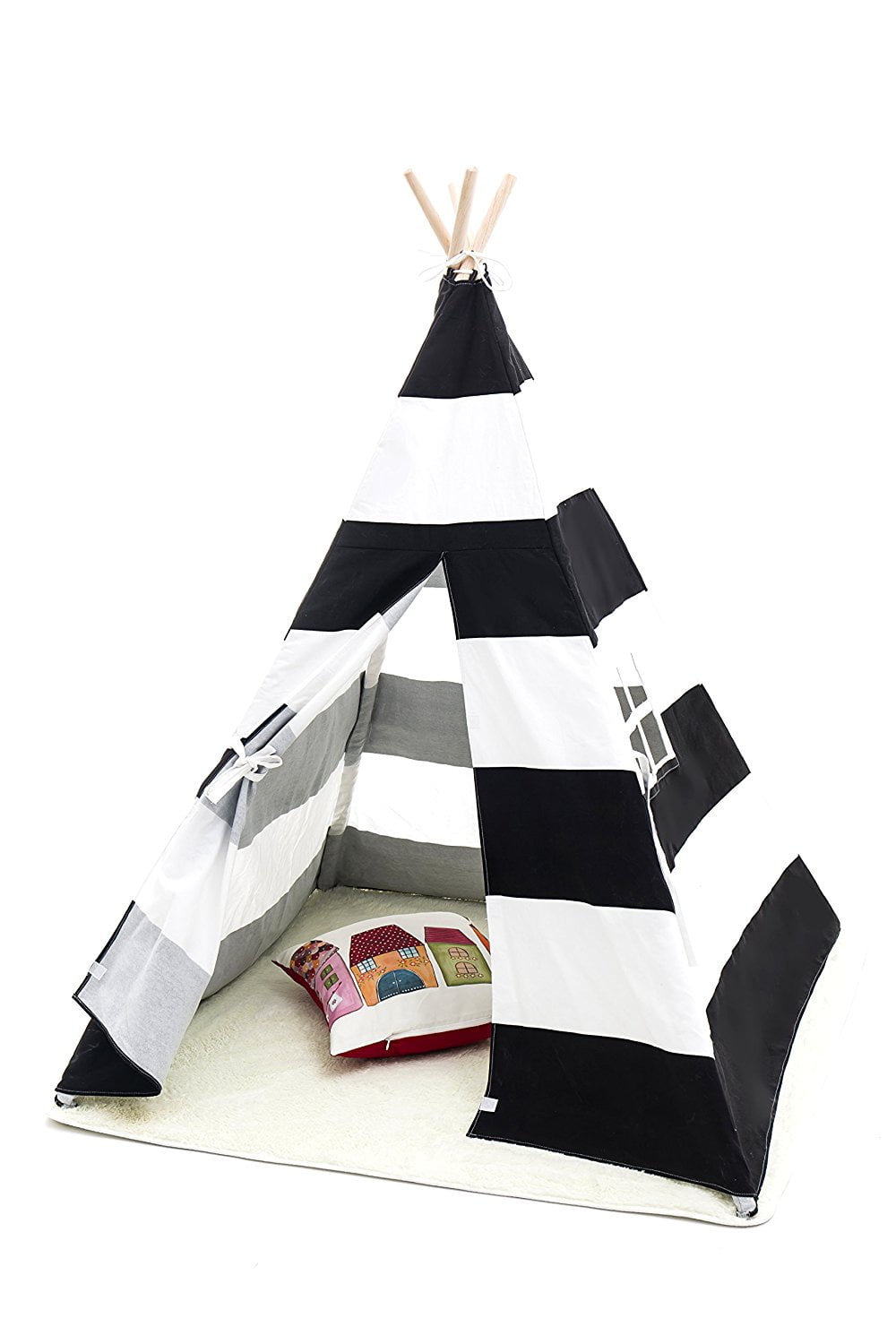 black and white teepee tent