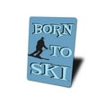 thumbnail image 4 of Born to Ski, Skier Sign, Ski Lodge Aluminum Metal Decor Sign - 4x18 inches, 4 of 4