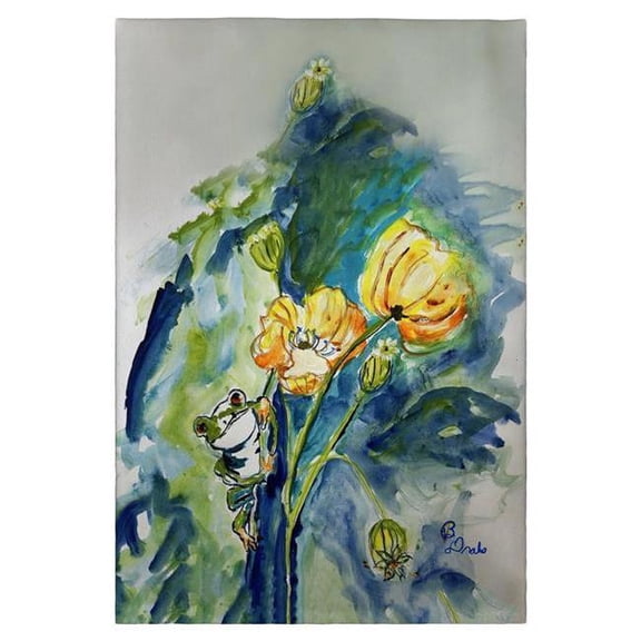 Betsy Drake GT1340 Frog & Flower Guest Towel