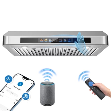 JOEAONZ 30-inch Under Cabinet Range Hood, 900 CFM with Voice/Gesture/Touch Control