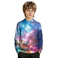 thumbnail image 3 of Hoodies for Girls Galaxy Print Relaxed Pullover Hoodie Top Cozy Fall Winter Girls Hoodies Size 3-4Y, 3 of 8
