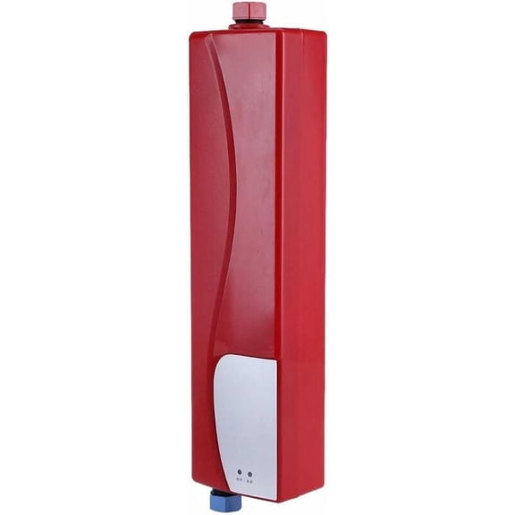 Efficient And Space-Saving, On-Demand Hot Water Compact Mini Electric Tankless Water Heater For Kitchen, Bathroom 3000W, Red