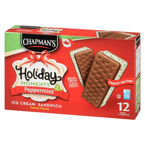 Chapman s Holiday Moments Peppermint Ice Cream Sandwich 12 x 120mL Walmart