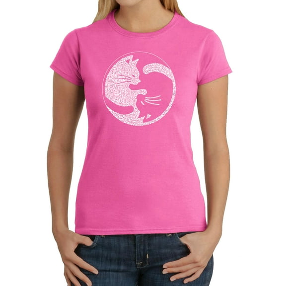 Women's Word Art T-Shirt - Yin Yang Cat