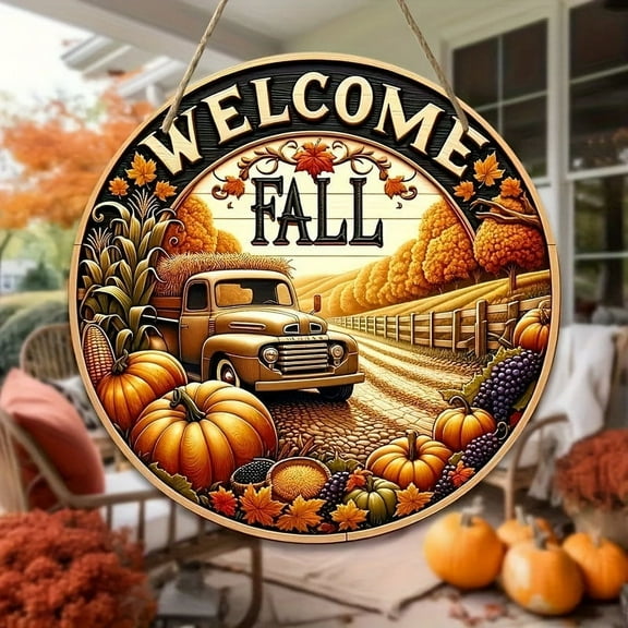 Guozer Fall Signs 1PCS Fall Door Sign Fall Office Decor Thanksgiving Hanging Plaque Fall Welcome Sign for Stairs, Front Door, Living Room, Bedroom, Office, Garden, Balcony