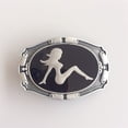 thumbnail image 4 of Antique Silver Truck Mud Flap Girl Enamel Belt Buckle, 4 of 6