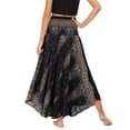 thumbnail image 3 of SWSMCLT Women's Boho Long Skirt Summer Pleated Smocked Elastic High Waisted Short Bathing Suit Cover Up Halter Dresses Swimwear Thailand Maxi Skirts Beach Flowy Black Patterned1 Small-X-Large, 3 of 5