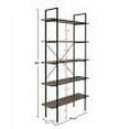 thumbnail image 2 of Lavish Home 5-Tier Bookshelf – Open Industrial Style Etagere Wooden Shelving – Freestanding Bookcase for Home or Office, Brown Woodgrain, 2 of 5