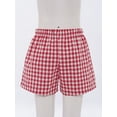 thumbnail image 4 of Haitryli Kids Girls Elastic Waist Plaid Boxer Shorts Gingham Wide Leg Mini Summer Shorts Y2K Beach Bottoms Red 5-6, 4 of 6