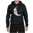 thumbnail image 2 of Wild Bobby Crescent Moon Astrology Puff Print Fashion Unisex Hoodie Sweatshirt, Black, Small, 2 of 6