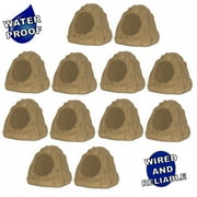 Theater Solutions 12R6S Outdoor Sandstone 6.5" Rock 12 Speaker Set for Deck Pool Spa Yard Garden