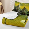 thumbnail image 4 of Homewish Boho Castle Bed Spread Queen, Full Moon Print Queen Coverlet Set, Green, 3pcs 1 Quilt and 2 Pillowcases, 4 of 7