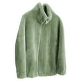 thumbnail image 4 of Bomotoo Women Casual Coat Solid Color Drawstring Jacket Winter Warm Plush Fuzzy Fleece Overcoats Green 3XL, 4 of 4