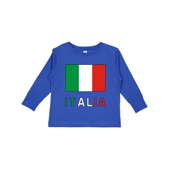 Inktastic Italy Flag & Italia Black Border Boys or Girls Long Sleeve Toddler T-Shirt