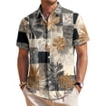 thumbnail image 2 of Yopmin Mens Hawaiian Shirt Geometric Print Button Down Beach Shirts Short Sleeve Fashion Tops for Vacation Travel, 2 of 8