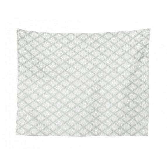 Floral Tapestry, Symmetrical Geometric Flower Intricate Thin Lines Monochrome Style Pattern, Fabric Wall Hanging Decor for Bedroom Living Room Dorm, 2 Sizes, Purpleblue and White, by Ambesonne