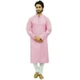 thumbnail image 6 of Atasi Men's Pink Kurta Pyjama Set Long Cotton Shirt Indian Ethnic Wear-Small, 6 of 7