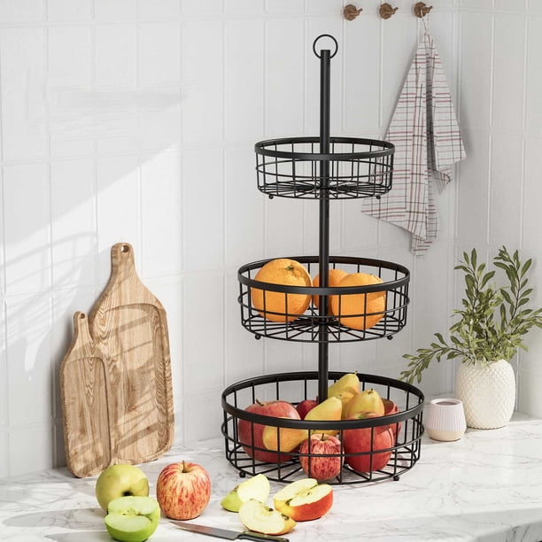 Ganfancp Cocina Multifuncional Estante de Cocina Cesta de Fruta para El Hogar Tres Hierro Redondo Cesta de Almacenamiento Portátil Artículos En Liquidación 1X Cesta de Almacenaje Triple